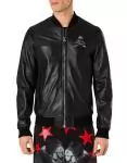 philipp plein cuir veste cool paradise skull logo